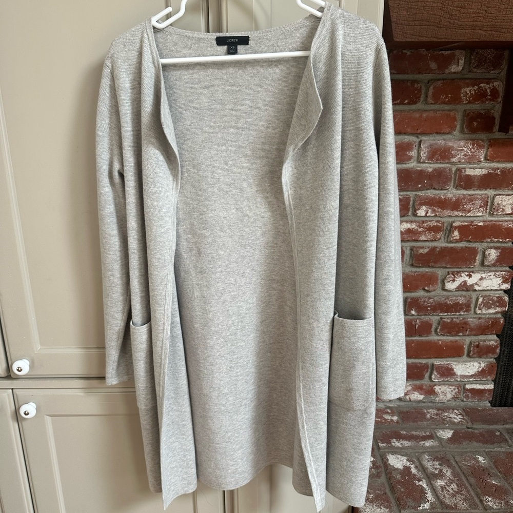 J. Crew Light Gray Open Front Cardigan